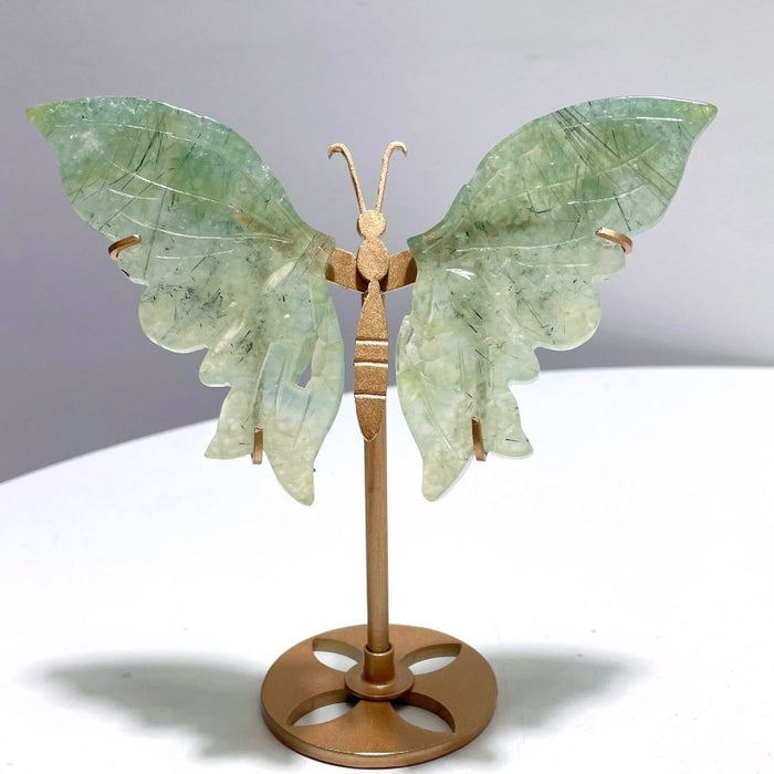 5 Pairs Beautiful Prehnite Butterfly Wing With Stand