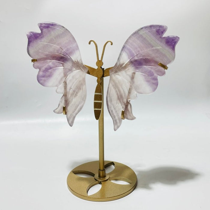 5 Pairs Butterfly Wing Carving With Stand Morocco Agate Moonstone