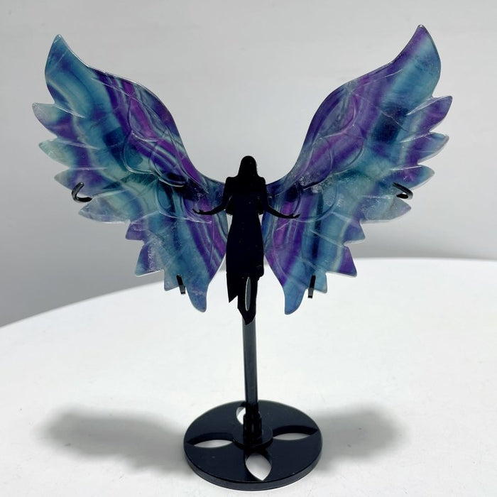 5 Pairs Rainbow Symmetry Fluorite Angel Wing With Stand
