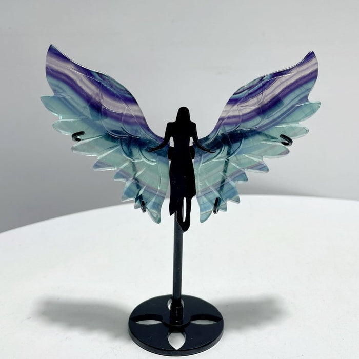 5 Pairs Rainbow Symmetry Fluorite Angel Wing With Stand