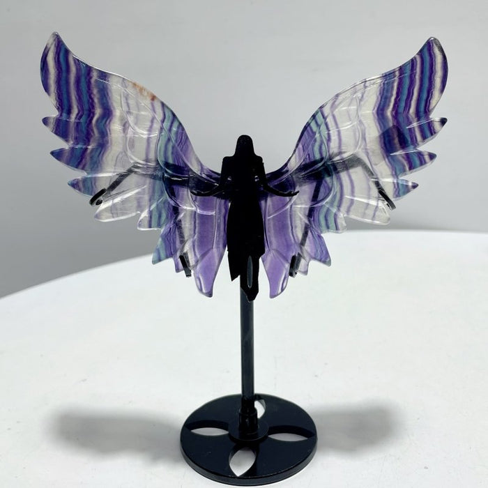 5 Pairs Rainbow Symmetry Fluorite Angel Wing With Stand