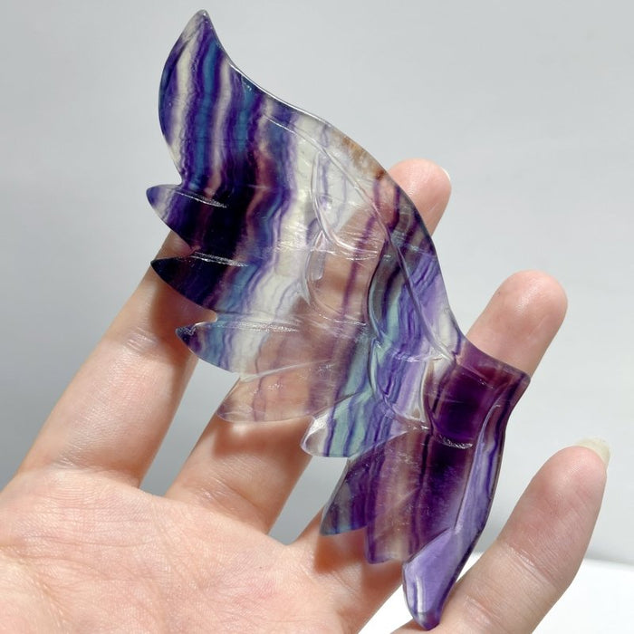 5 Pairs Rainbow Symmetry Fluorite Angel Wing With Stand