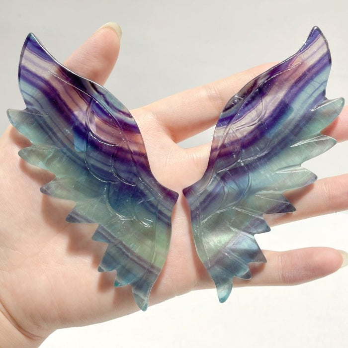 5 Pairs Rainbow Symmetry Fluorite Angel Wing With Stand