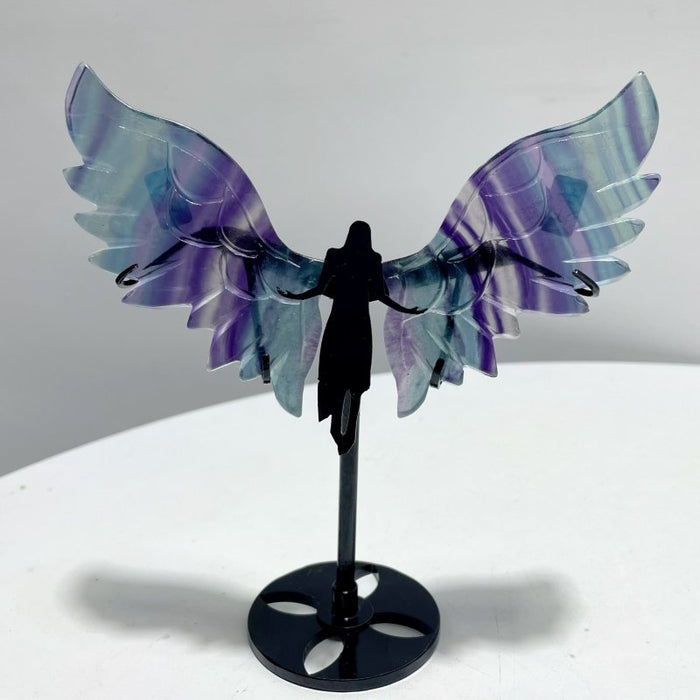 5 Pairs Rainbow Symmetry Fluorite Angel Wing With Stand