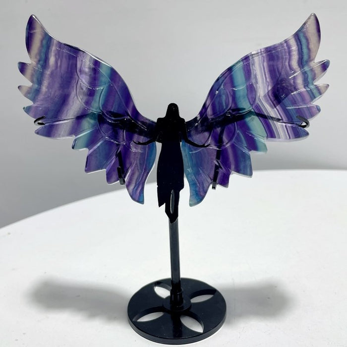 5 Pairs Rainbow Symmetry Fluorite Angel Wing With Stand