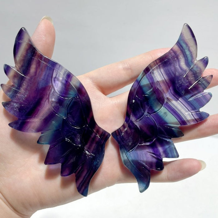 5 Pairs Rainbow Symmetry Fluorite Angel Wing With Stand