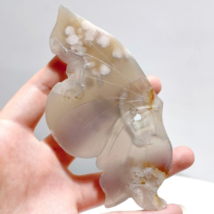 5 Pairs Sakura Flower Agate Butterfly Wing Carving With Stand