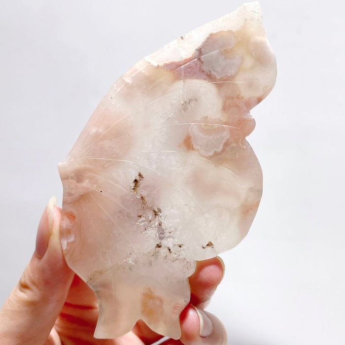5 Pairs Sakura Flower Agate Butterfly Wing Carving With Stand
