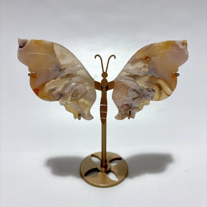 5 Pairs Sakura Flower Agate Butterfly Wing With Stand