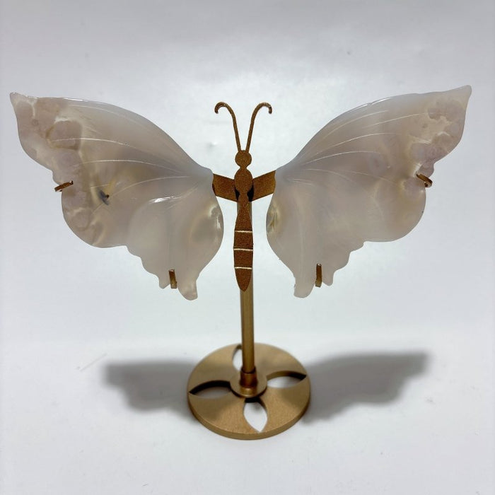 5 Pairs Sakura Flower Agate Butterfly Wing With Stand