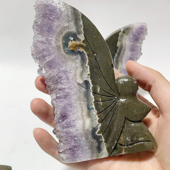 5 Pieces Amethyst Cluster Butterfly Fairy Carving