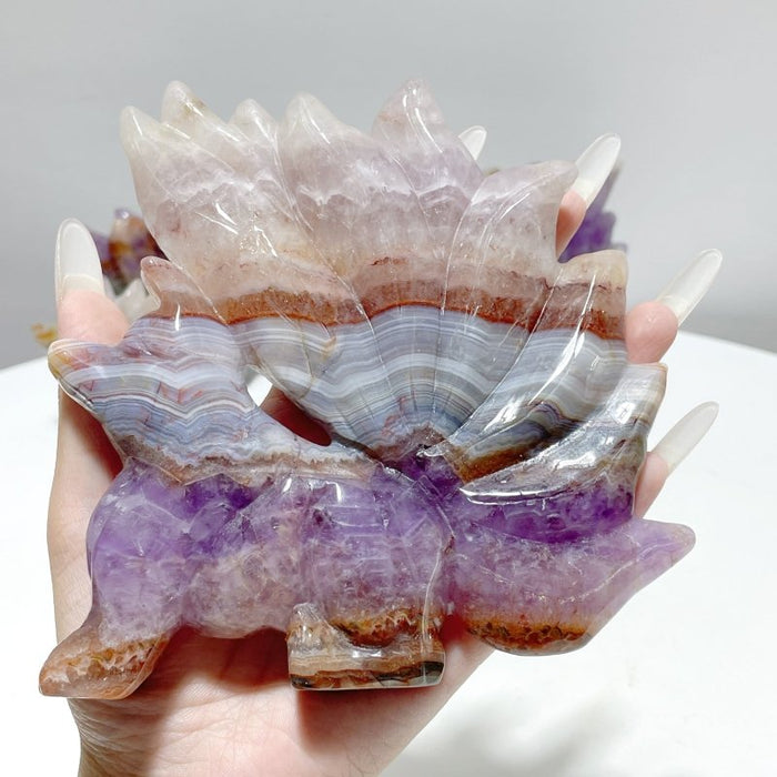 5 Pieces Amethyst Mixed Agate Nine-tailed Fox Carving