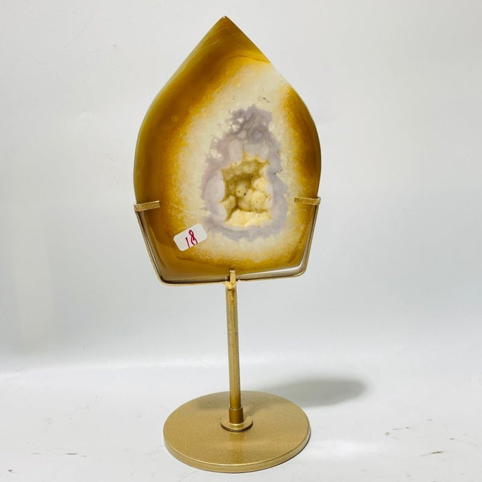 5 Pieces Beautiful Yellow Agate Geode Arrow Head With Stand