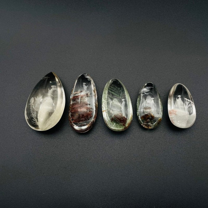 5 Pieces Buddhist Monk Bodhi Kensho Garden Quartz Inner Scene Carving