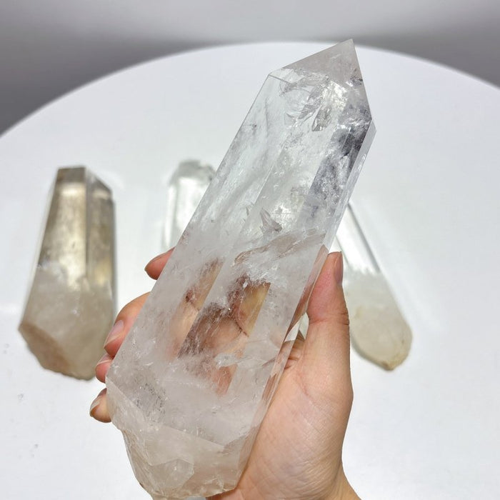 5 Pieces Clear Quartz Large Points Raw Bottom
