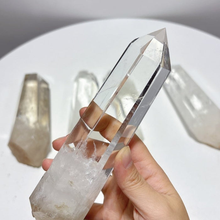 5 Pieces Clear Quartz Large Points Raw Bottom