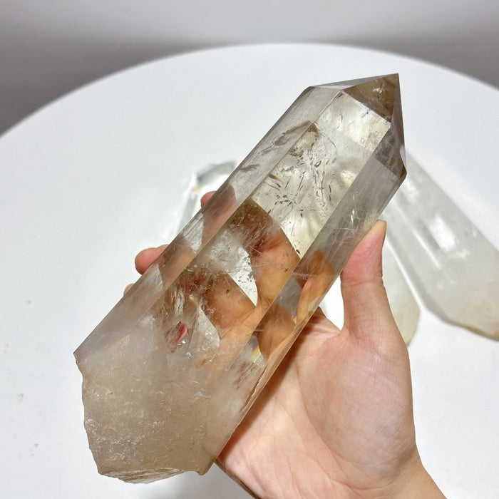 5 Pieces Clear Quartz Large Points Raw Bottom