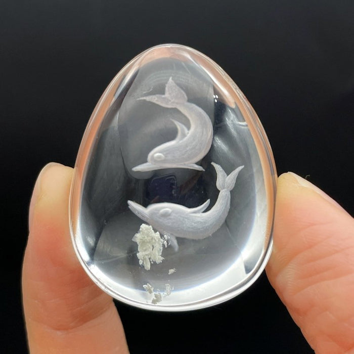 5 Pieces Dolphin Garden Quartz Inner Scene Crystal Carving