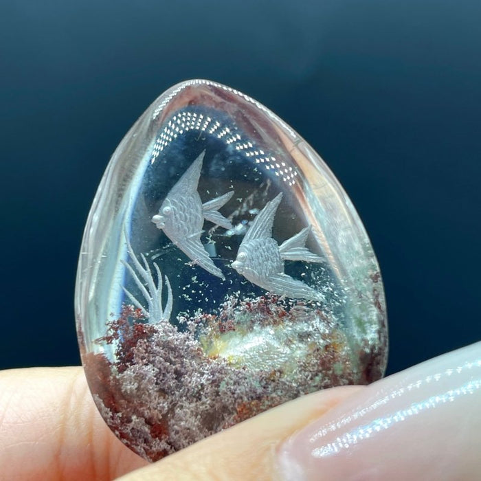 5 Pieces Fish The Underwater World Garden Quartz Inner Scene Carving