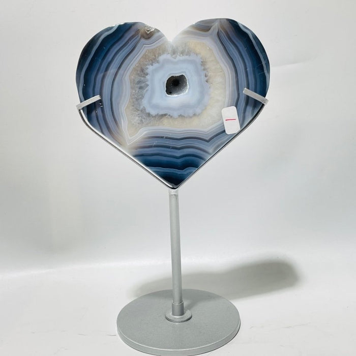 5 Pieces Geode Agate Heart With Stand