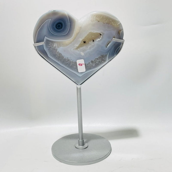 5 Pieces Geode Agate Heart With Stand