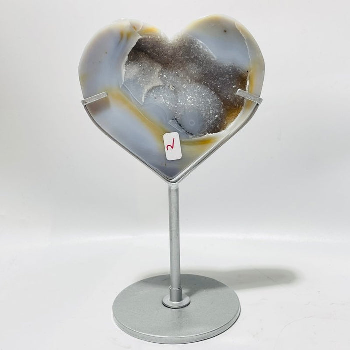 5 Pieces Geode Agate Heart With Stand