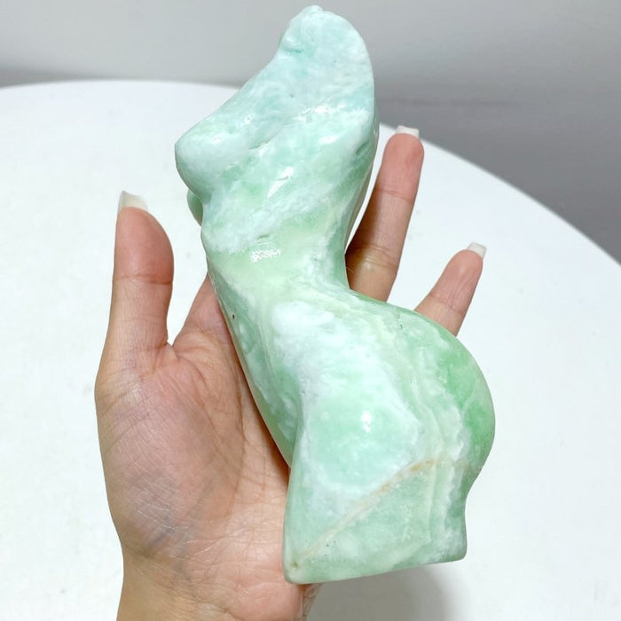 5 Pieces Green Calcite Goddess Carving