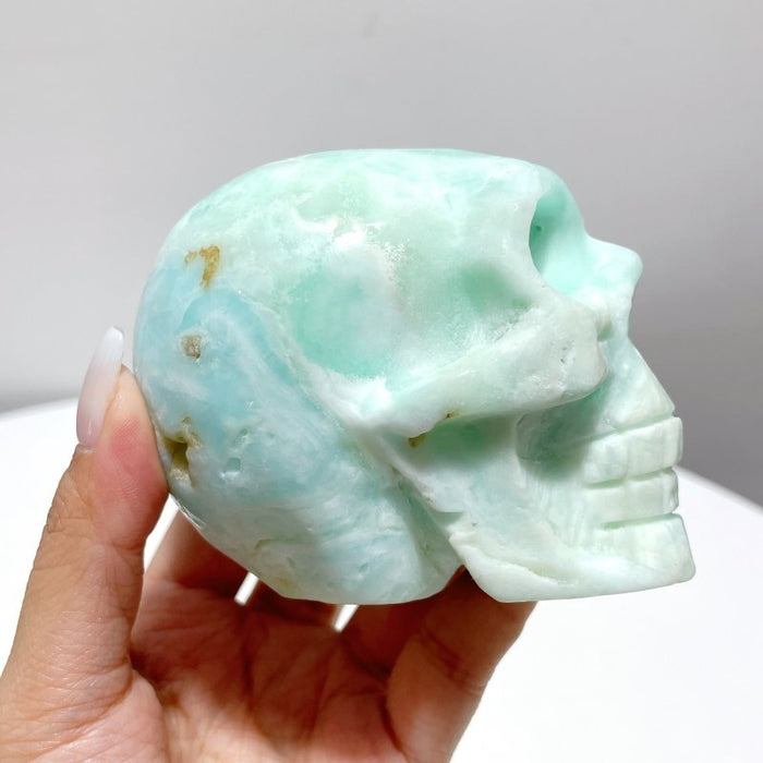 5 Pieces Green Calcite Skull Carving