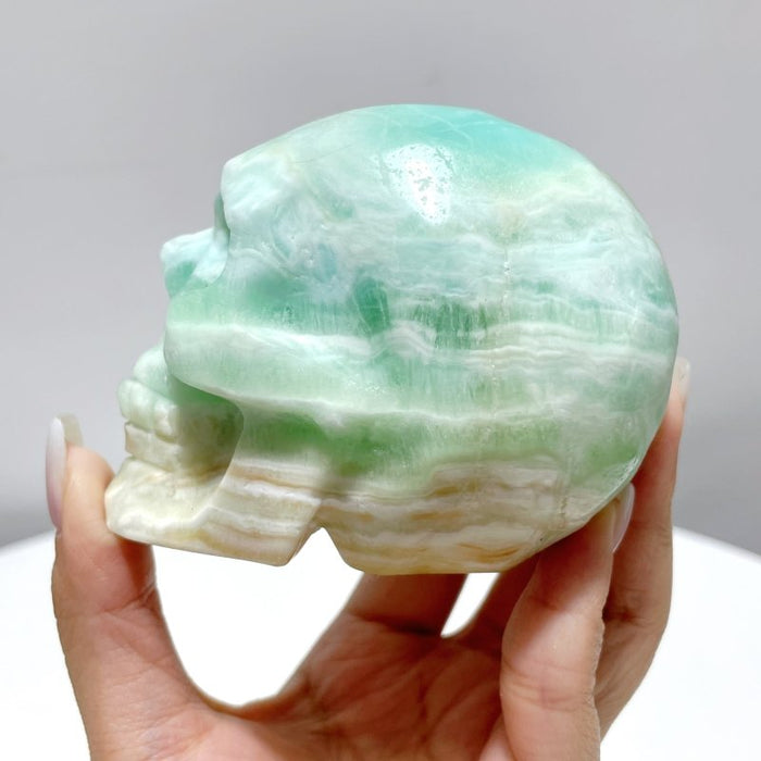 5 Pieces Green Calcite Skull Carving