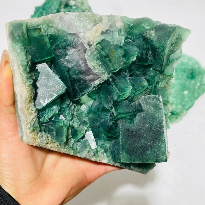 5 Pieces Large Green Fluorite Specimen Cubic Raw Stone