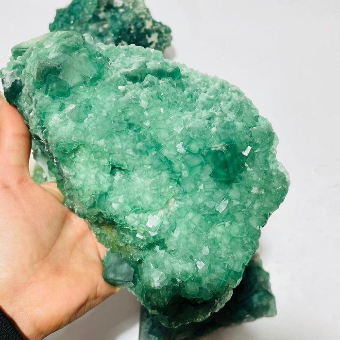 5 Pieces Large Green Fluorite Specimen Cubic Raw Stone