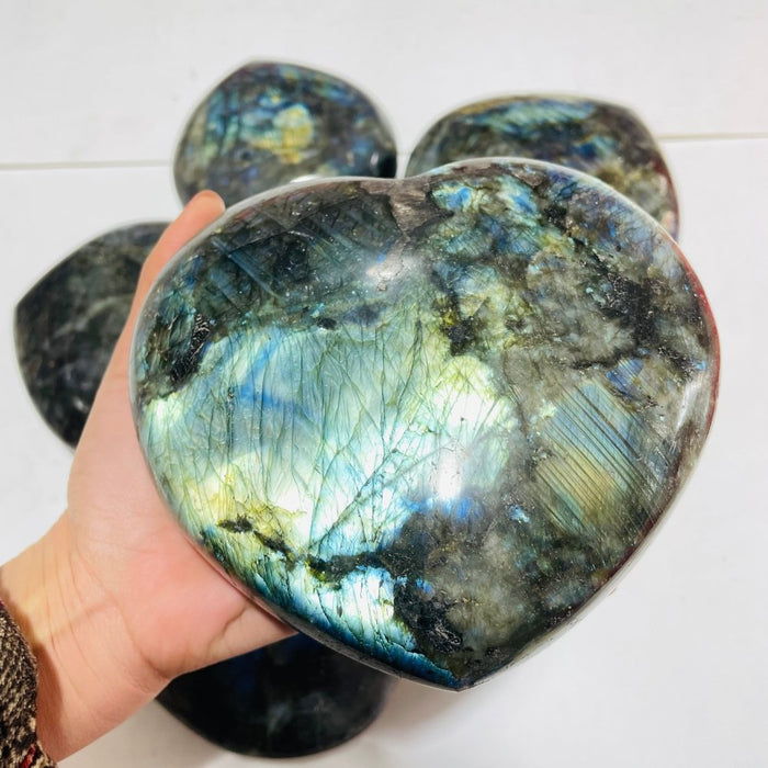 5 Pieces Large Labradorite Heart
