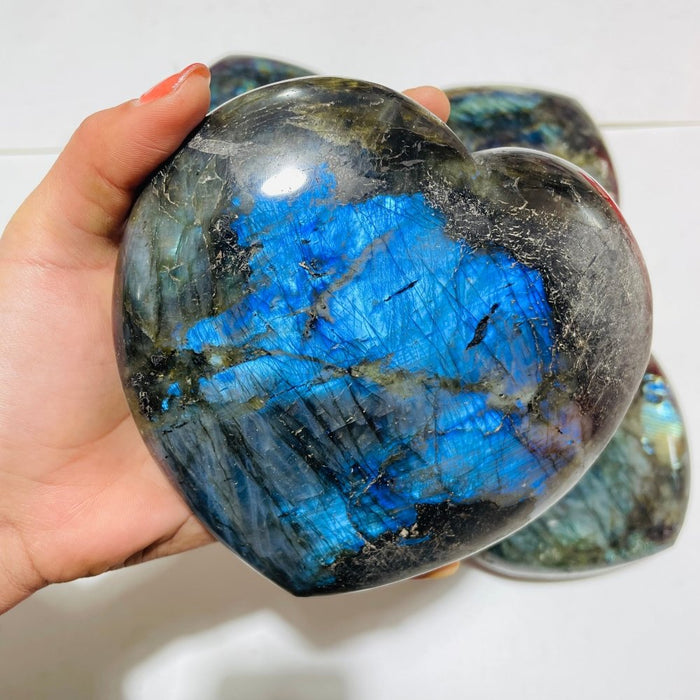 5 Pieces Large Labradorite Heart