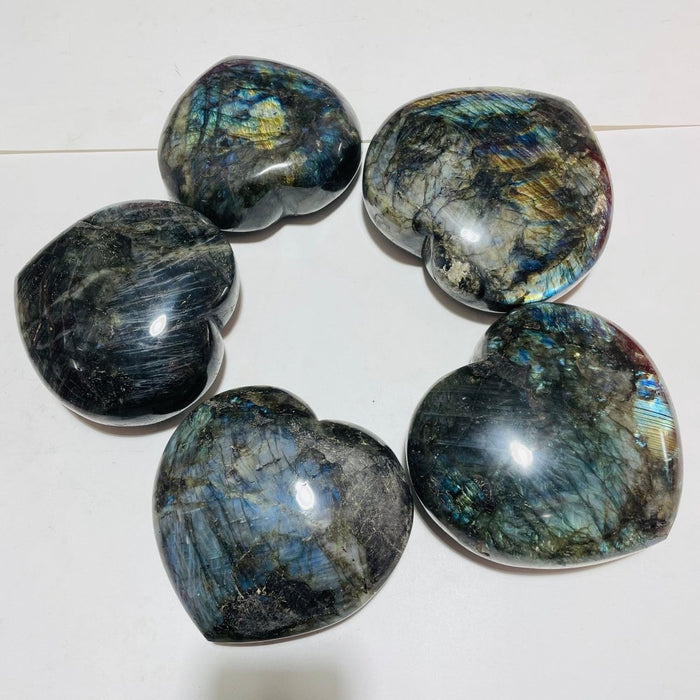 5 Pieces Large Labradorite Heart