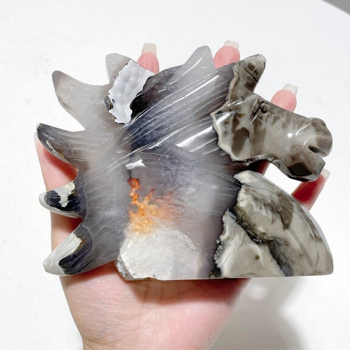 5 Pieces Large Volcanic Agate Unicorn Carving(UV-Reactive)