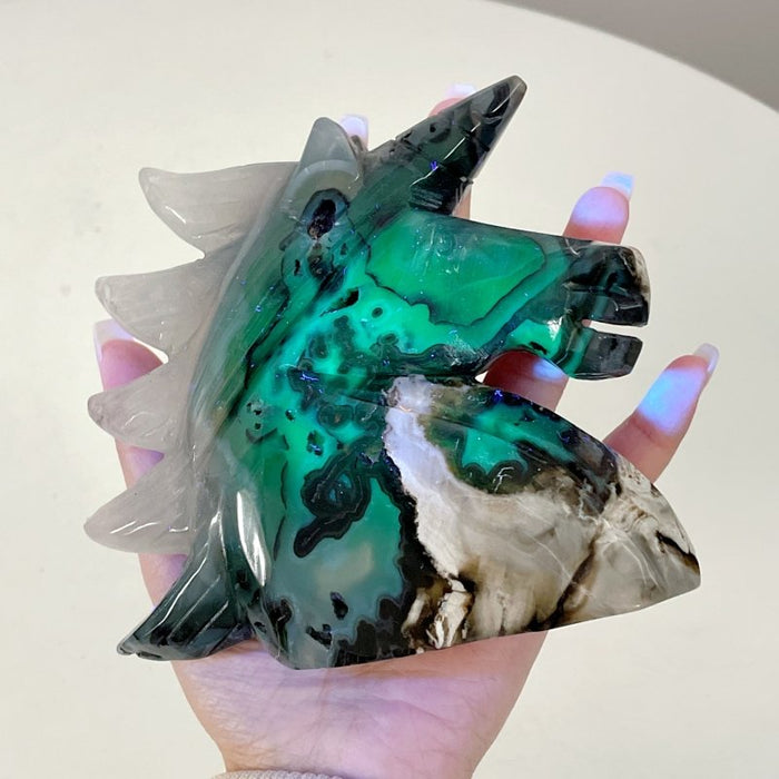 5 Pieces Large Volcanic Agate Unicorn Carving(UV-Reactive)