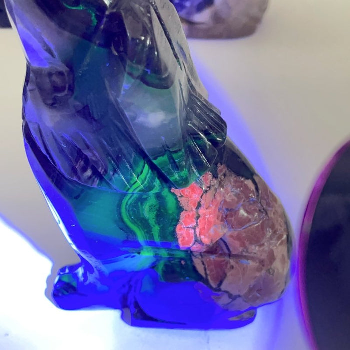 5 Pieces Large Volcanic Agate Wolf Carving(UV-Reactive)