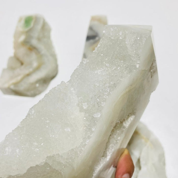 5 Pieces Large White Fluorite Druzy Geode Points