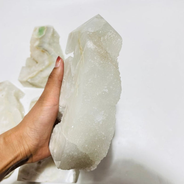 5 Pieces Large White Fluorite Druzy Geode Points