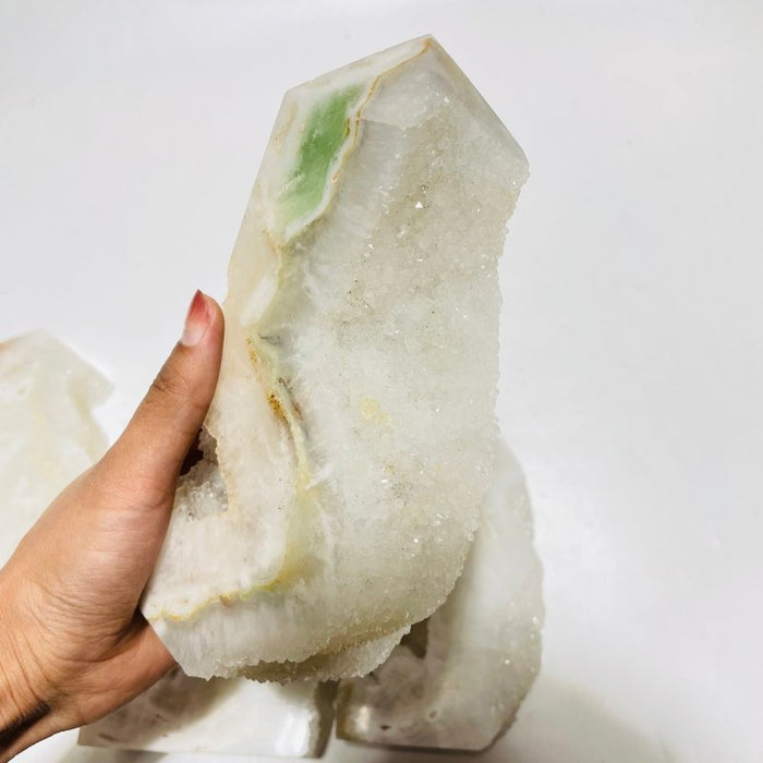 5 Pieces Large White Fluorite Druzy Geode Points