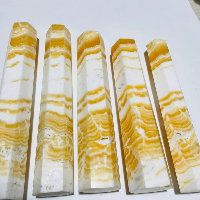 5 Pieces Large Yellow Calcite Tower Point