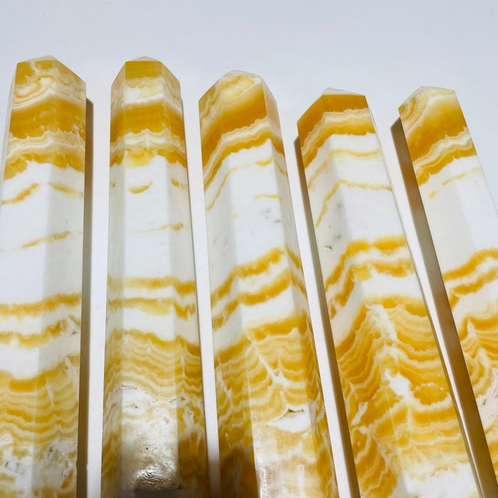 5 Pieces Large Yellow Calcite Tower Point