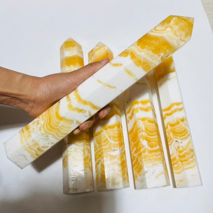 5 Pieces Large Yellow Calcite Tower Point