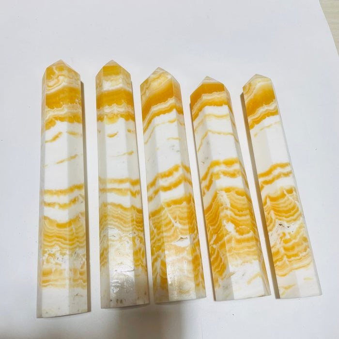 5 Pieces Large Yellow Calcite Tower Point