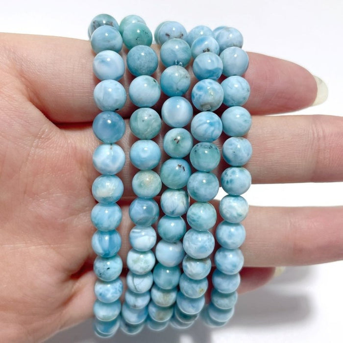 5 Pieces Larimar 6mm Bracelet Dominican Republic Larimar