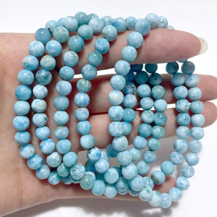 5 Pieces Larimar 6mm Bracelet Dominican Republic Larimar