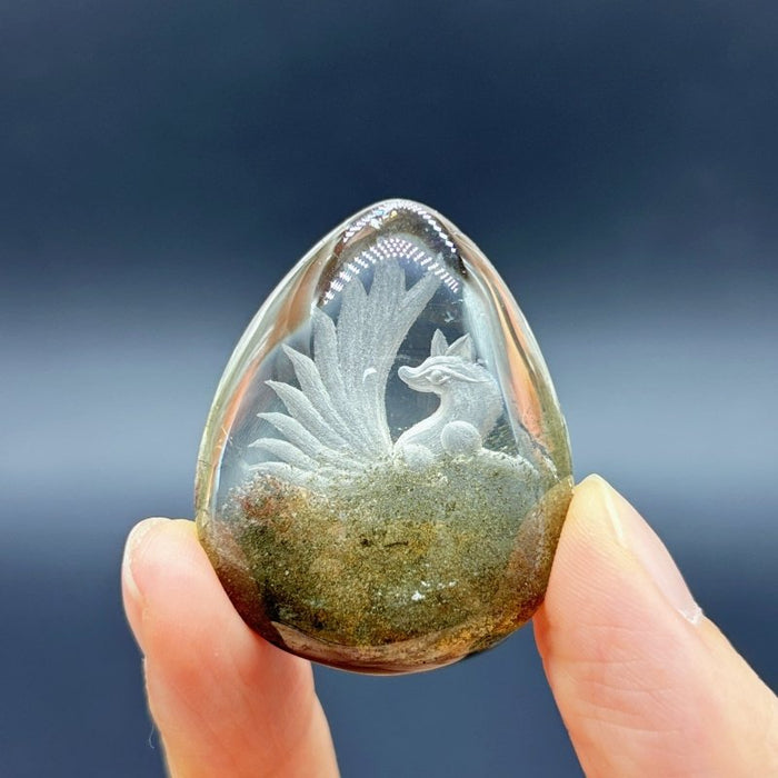 5 Pieces Nine-tailed Fox Garden Quartz Inner Scene Carving