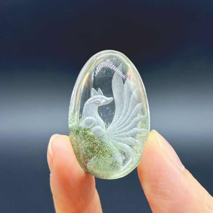 5 Pieces Nine-tailed Fox Garden Quartz Inner Scene Carving