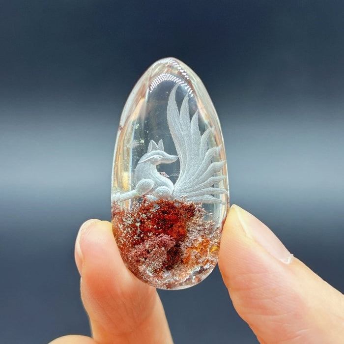 5 Pieces Nine-tailed Fox Garden Quartz Inner Scene Carving