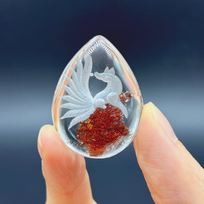 5 Pieces Nine-tailed Fox Garden Quartz Inner Scene Carving